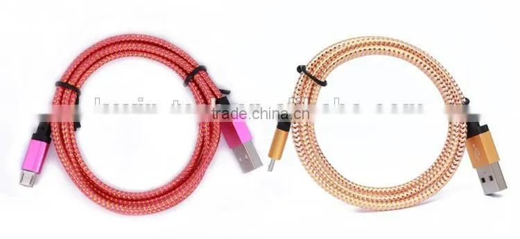 high quality colorful braided micro usb charging data 5pin cable for android mobile phone