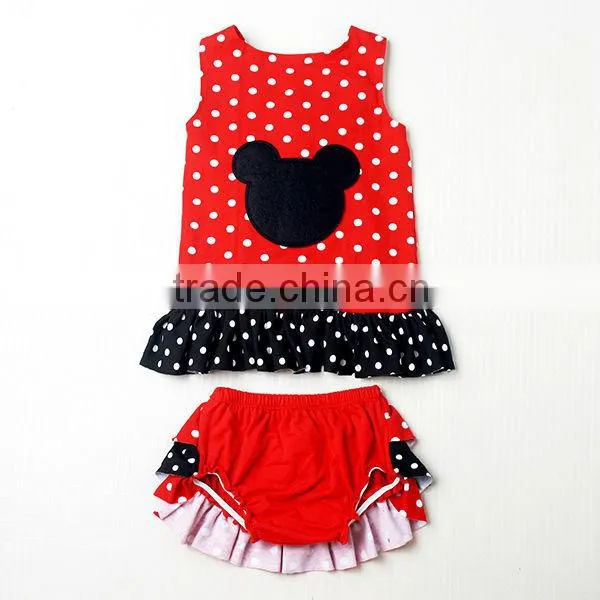Fashion design summer cotton chevron swing top set with bloomer for kids