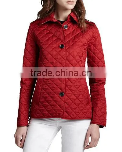 women winter quilted button jacket