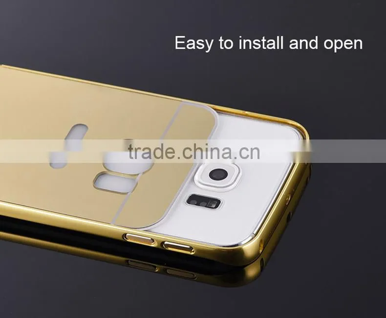 2016 hot selling window view electroplating mirror pc pu flip case cover for samsung galaxy s7/s7 edge