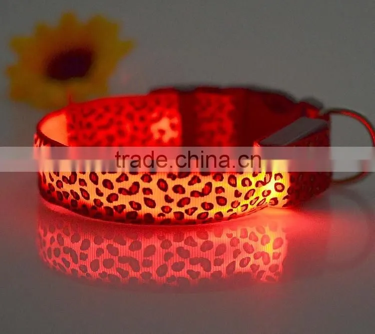 LED Collar Leopard Print Design Puppy Necklace Luminous Pet Decors Productos Para Mascotas dog harness Led