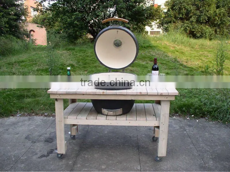 Wooden table cart for built-in bbq