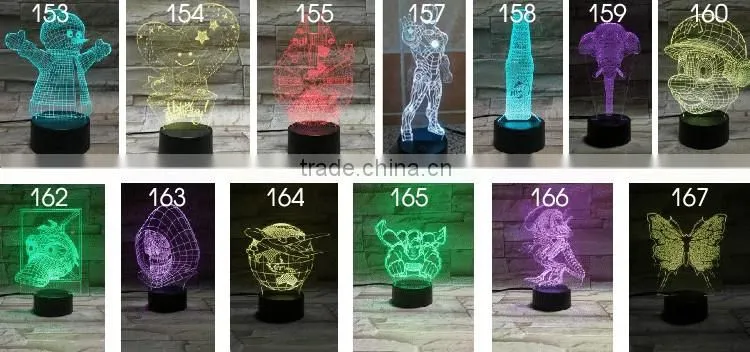 3D Optical Night Light Horse 7 RGB Light Colors 10 LEDs AA Battery or DC 5V Mixed Lot