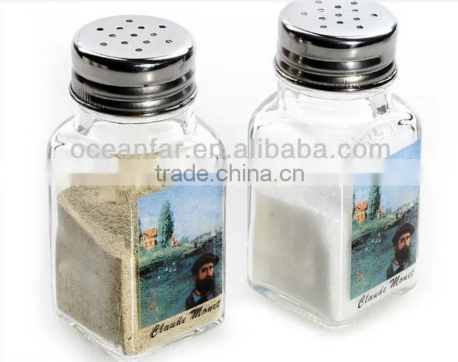 Glass Spice Jar With Metal Lid With Decal
