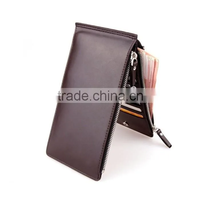 Zipper close multiple function foldable leather card holders wallet case cellphone cover