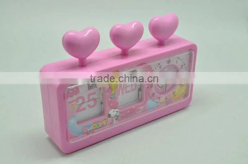 The 2011 new design lovely snoopy plastic calender table clock RD9871-1