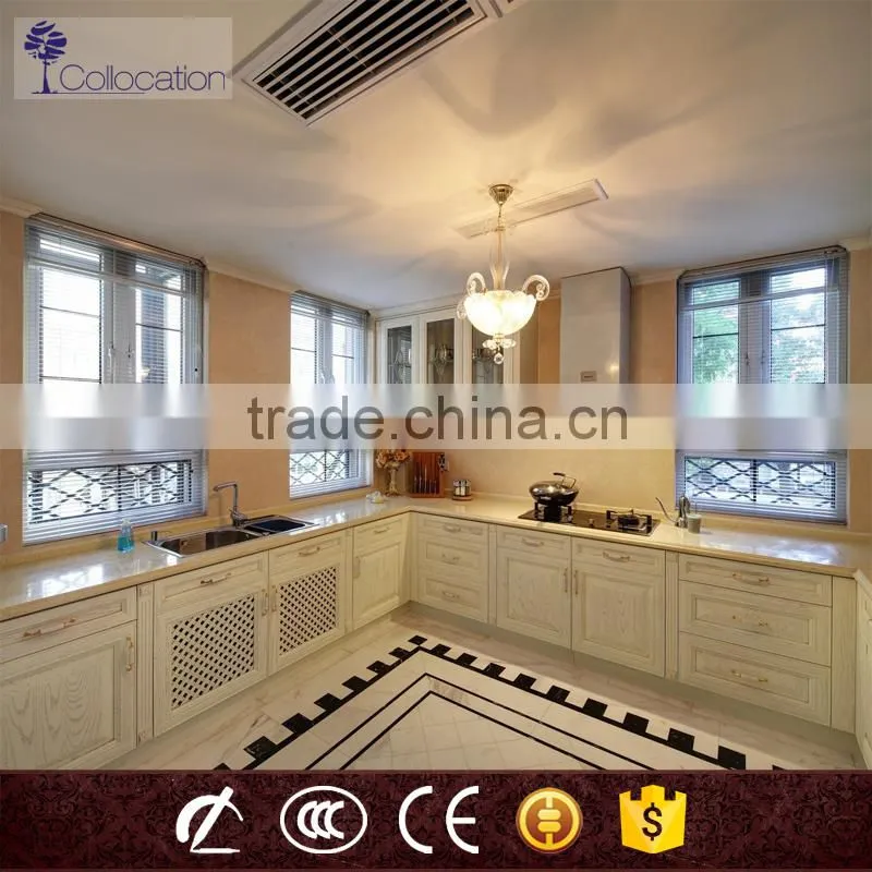 2015 Europe style oak solid wood kitchen cabinets furniture design