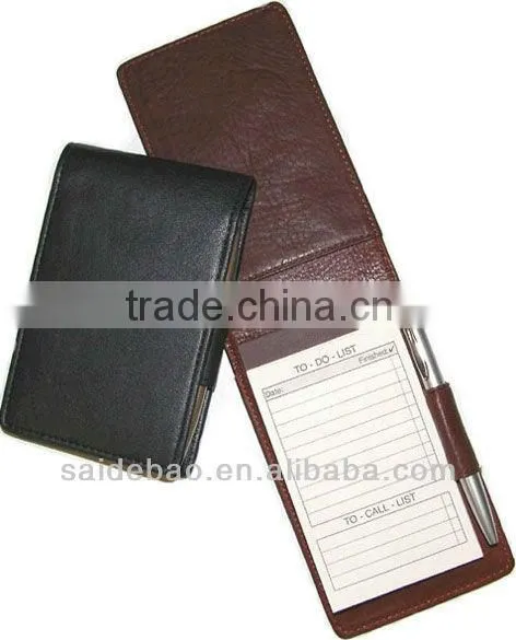 High quality leather note pad with pen holder