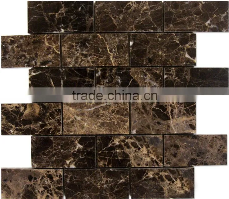 Polished Dark Emperador Marble Mosaic Picture