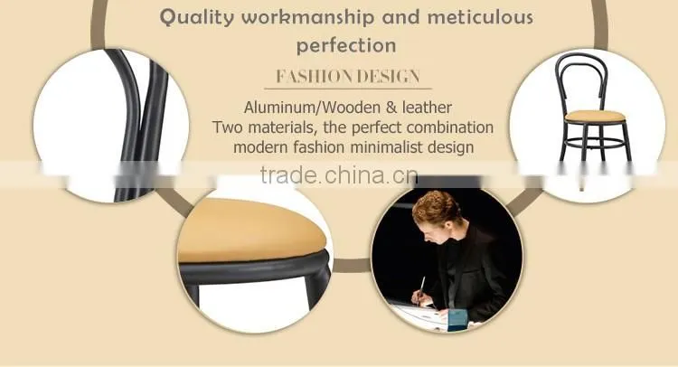 Bistro Wholesale Stackable aluminum dining room chair modern bentwood chair with PU cushion