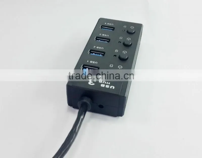 High-speed 4 port usb 3.0 hub with individual on/off switches and led lights from usb por hub suppliers