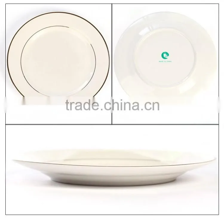 Hot sell elegant 10" white blank gold rimmed round ceramic sublimation coated plates