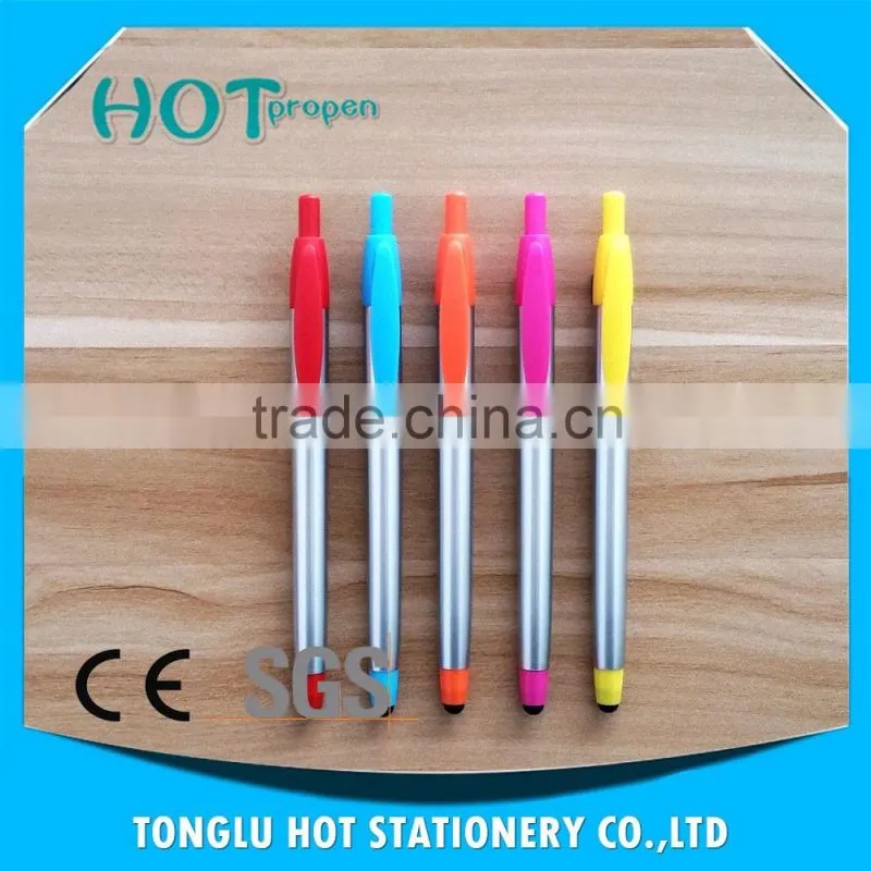 spray silver barrel click ballpen with stylus touch