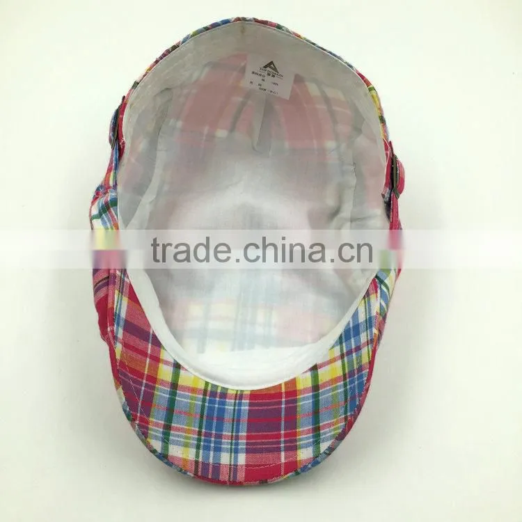 custom made fashion check cotton ivy cap wholesale
