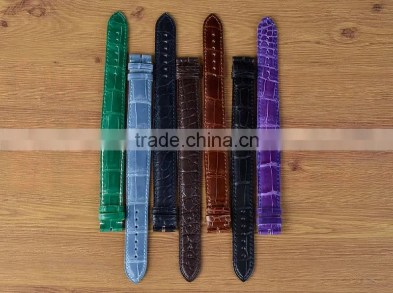 Mens 18mm Width Crocodile Leather Watch Band