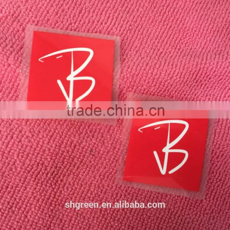 PET transparent film iron on heat transfer sticker with RN#