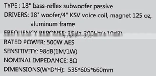 PS-18S powavesound 18 inch single subwoofer speaker passive