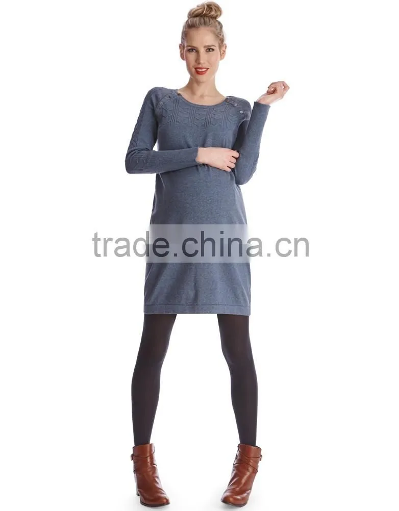 Knitted Long Sleeve Maternity Dresses for Office Fashion Style
