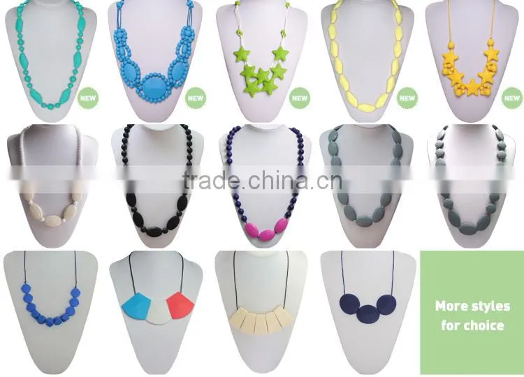 Kean latest design silicone beaded teething necklace for baby chewing