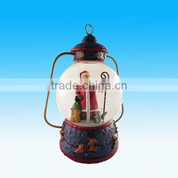 novelty polyresin/resin santa claus christmas snow globe lantern for craft gifts (KNS-10583)