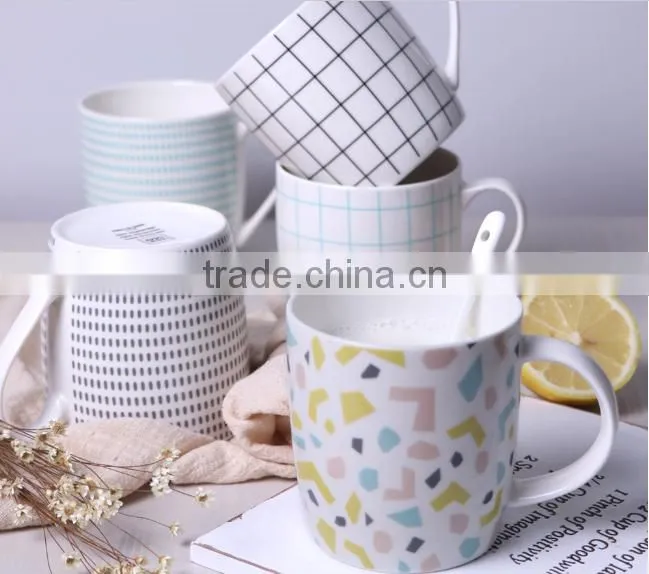 14 oz Black And White Checkerboard - Unique Coffee Mug, Coffee Cup
