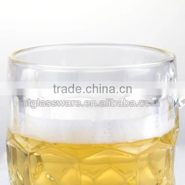 Popular design clear glass beer mug with handle