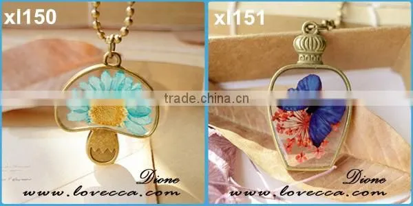 2016 fashion clear resin orb globe real dandelion seeds flower pendant necklace jewelry design