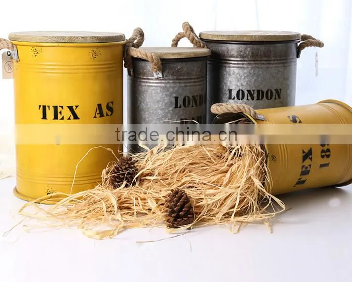 Kitchen storage metal sugar coffee tea canister with bamboo lid