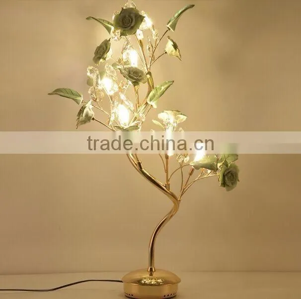 Royal Exquisite Handmade Porcelain and Crystal Green Floral Chandelier for Dining Room BF12-04284b