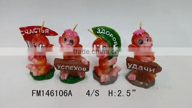 high quality lovely monkey shape candle wholesale for 2016 new year gift