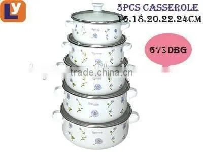 673DG 16-24CM enamel casserole cookware with glass lid