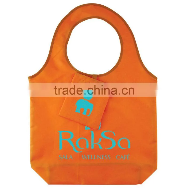 Hot sale new design reusage folding round shouder hand tote bags recycle shopping shoulder folding bags