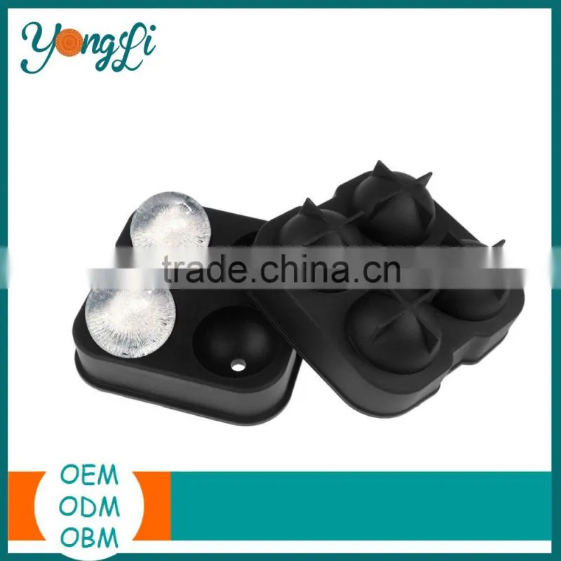 Ice Ball Maker Mold - Black Food-Grade Silicone Tray With 4 X 4.5 cm Capacity - Forget Ice Cube Trays