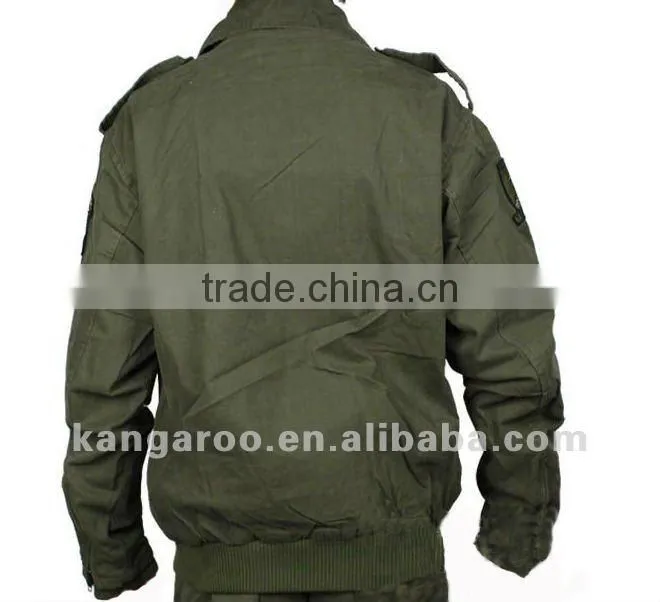 army 100% cotton jacket with rib at neck sleeve and bottom