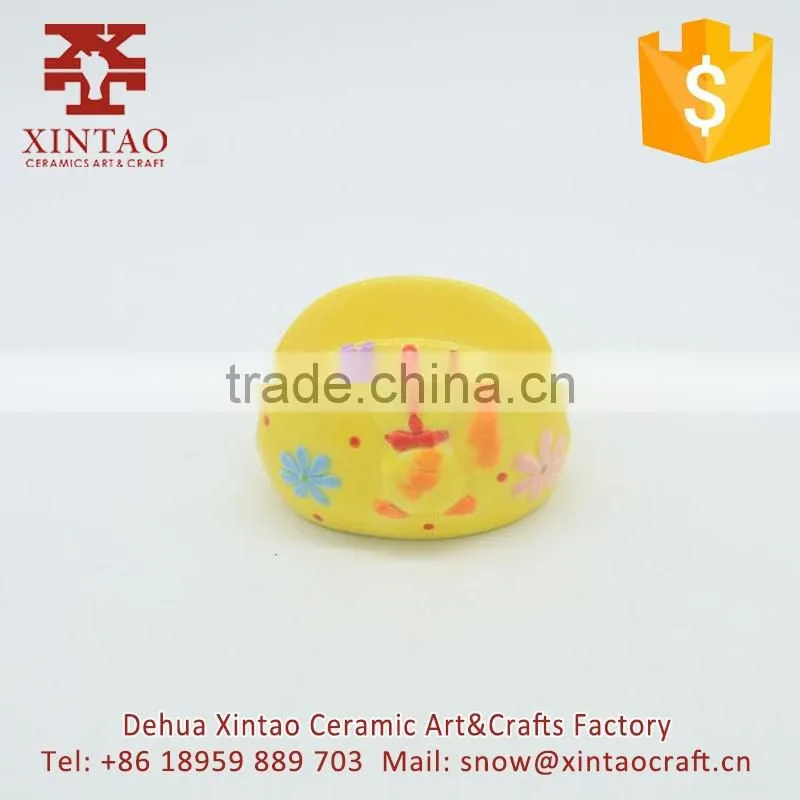 Decorative ceramic table yellow chicken shaped napkin holder for sale