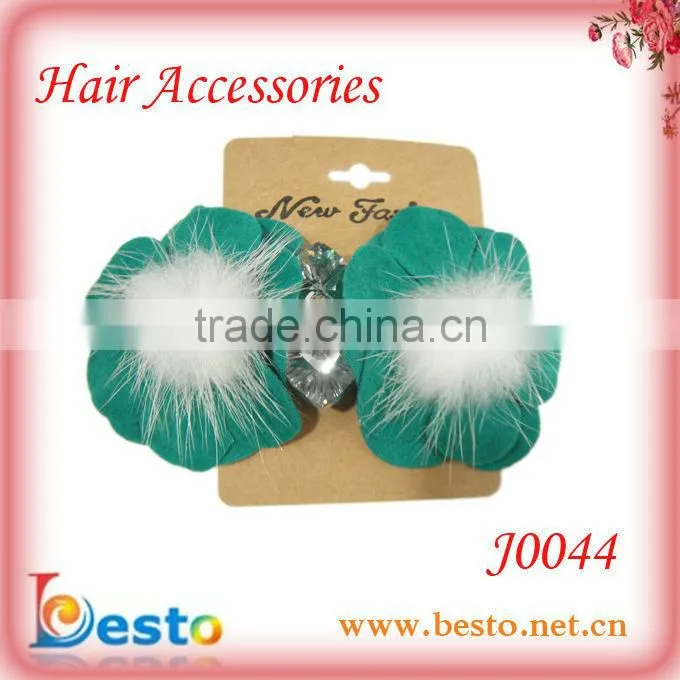 J0046 Indian design decorative handmade ladies leather flower hair clip