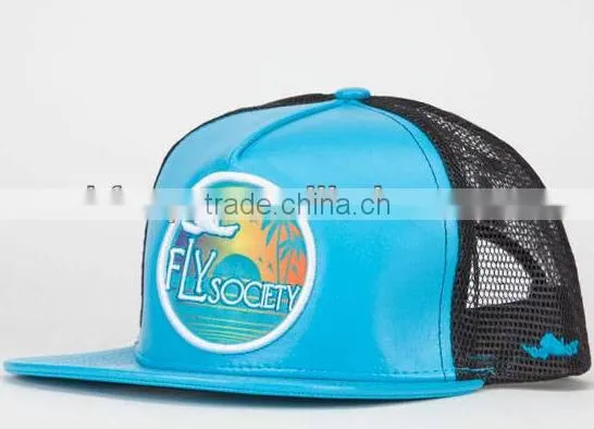 Custom Mesh Embroidery Patch Trucker Cap/Flat Brim Trucker Hat/Custom Rope Snapback Hat