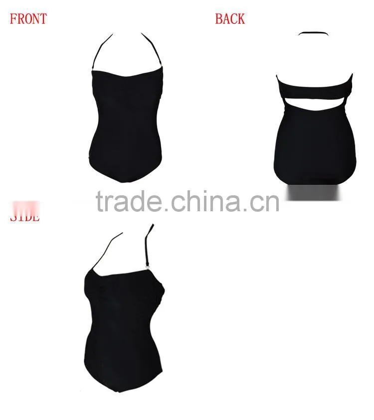 simple design black one piece swimsuit bating suit