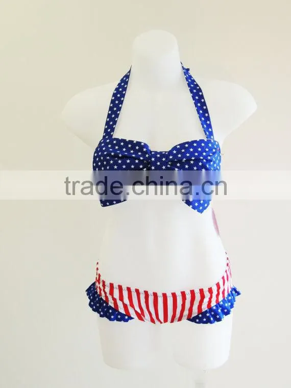 Little girls bikini print fabric swimwear 2 piece suit floral bathing suits