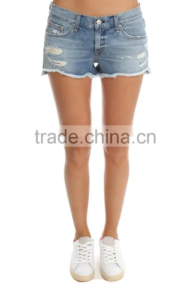 2016 new fashion ladies short tops for jeans ,custom ladies short jeans, hot sell ripped short jeans