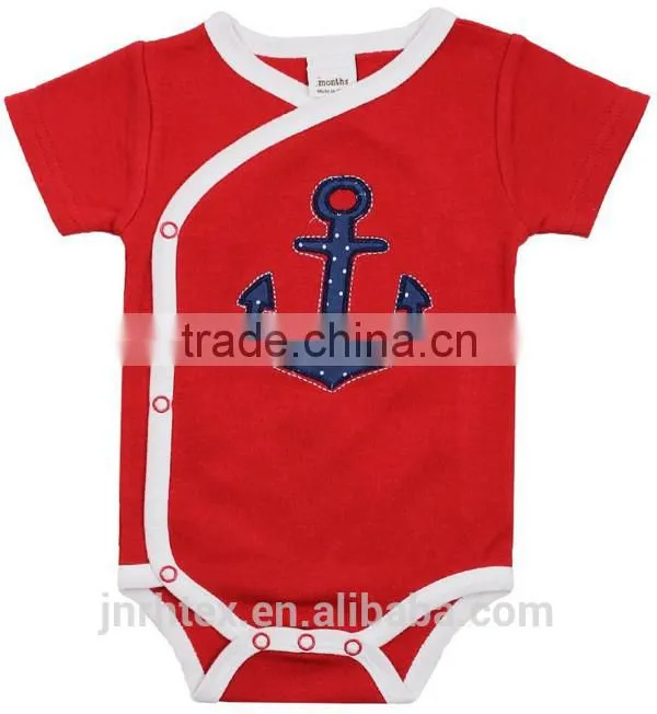 3-6 months applique boat summer wear short sleeve newborn organic cotton baby toddler clothing design china