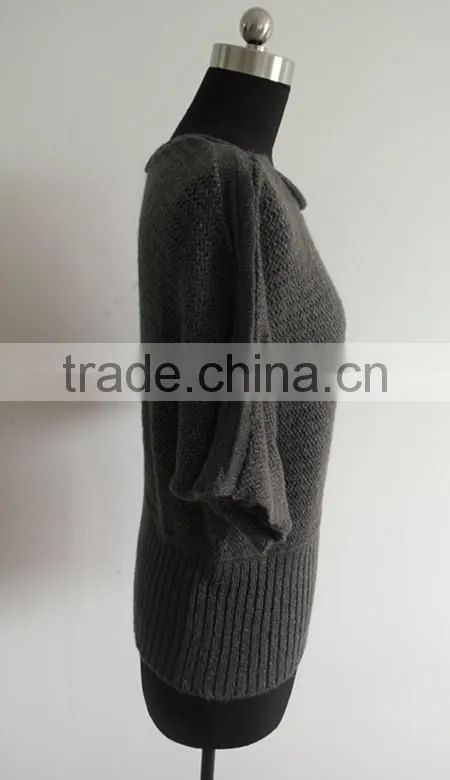 ladies bat sleeve lurex coated with mohair knit pullover sweater