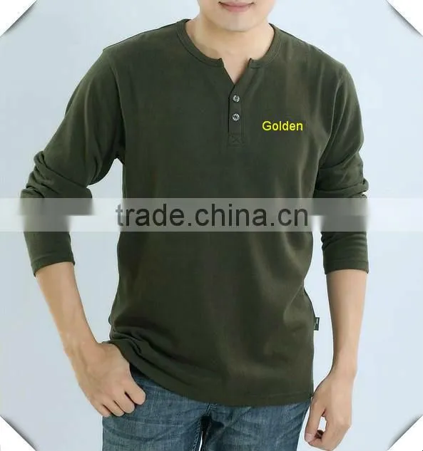 Long sleeve men's cotton emboridery tshirts 201316