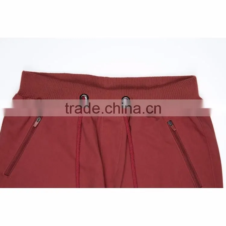 Factory price 100% cotton twill fabric elastic waist mens harem pants with exquisite plastic zipper
