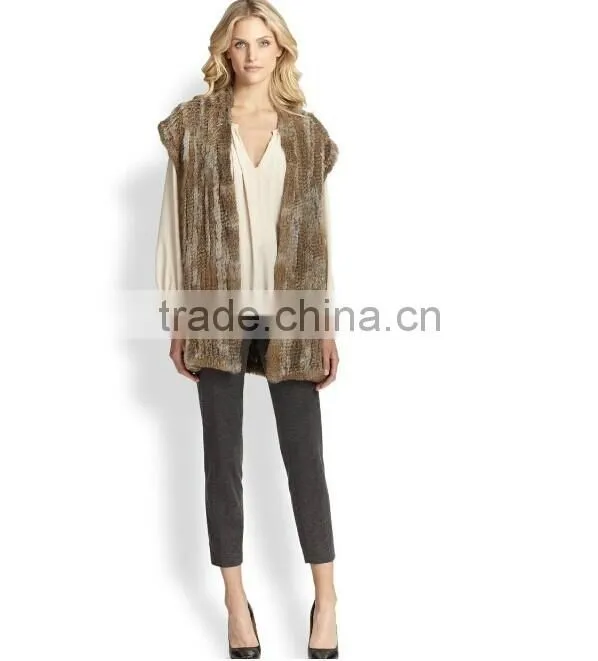 Made in China YR679 Hot Selling Women Winter Rabbit Vest/New Style Fashion Fur Vest
