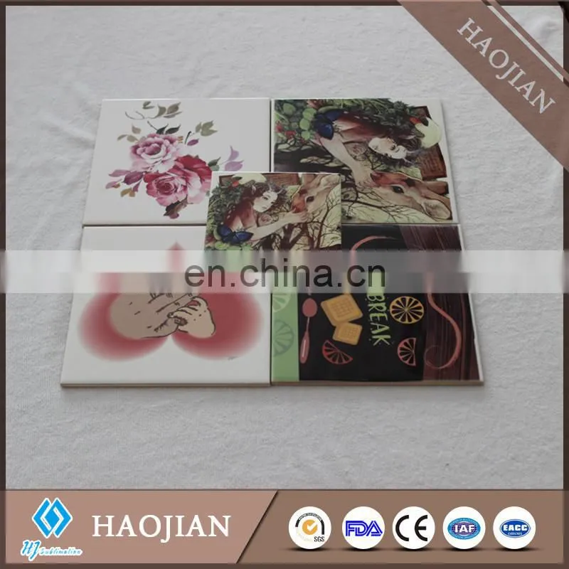 decorative water absorbent ceramic coaster with cork back blank ceramic coaster