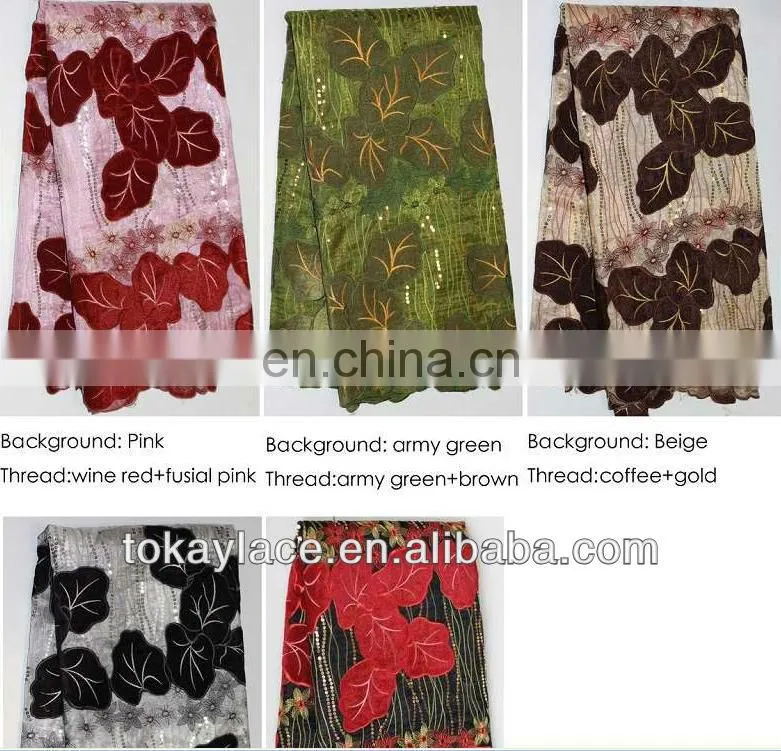 pink/wine red/fuchsia pink high quality African organza lace fabric with velvet and sequins/net organza lace fabric