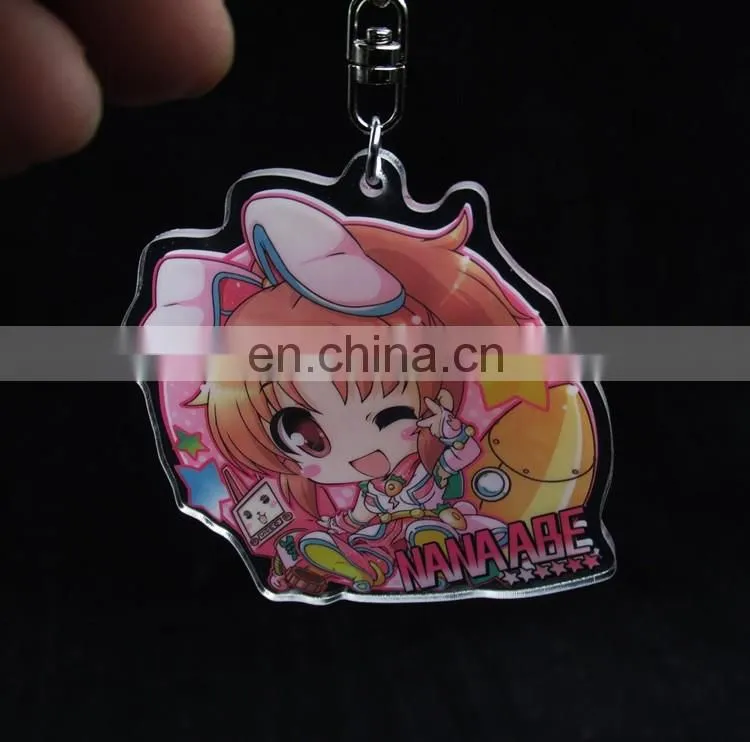 Fashional high clear acrylic keychain with colour printed