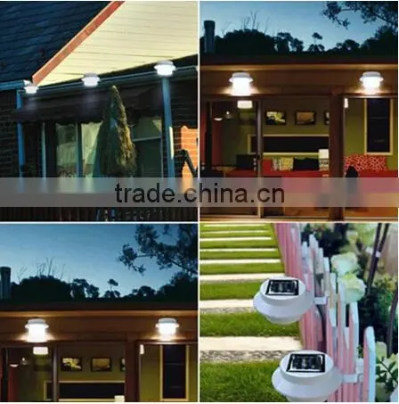 Outdoor 3LED garden wall fence solar gutter led light