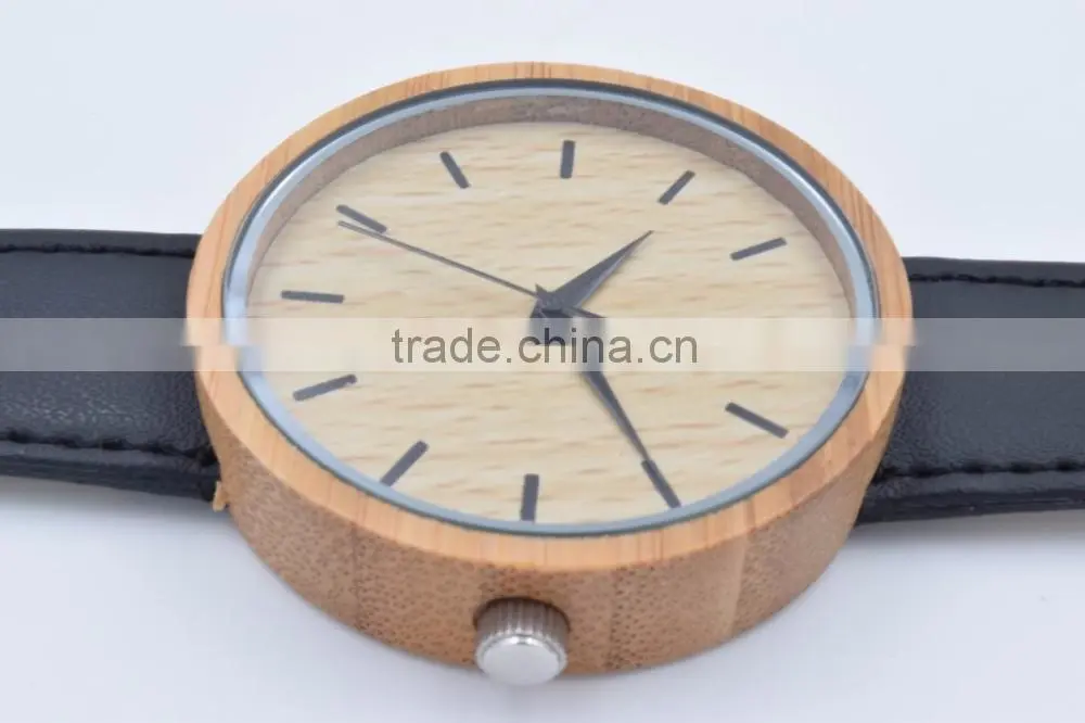 Wholesale customized personalized Fashion Wood case Watch Men Custom Logo Wrist Watch With Leather Band